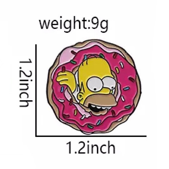 6/$30 Homer Simpson Eats Sprinkle Donut Enamel Pin - Picture 2 of 2